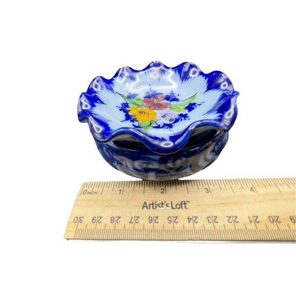 Vestal Alcobaca Portugal Two (2) Tier Trinket Dish #520 Hand Painted Signed - Picture 11 of 12